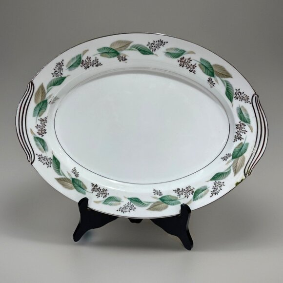 VTG Noritake China Japan 5307 Lynwood 13.5" Large Oval Meat Platter Platinum - Picture 1 of 8